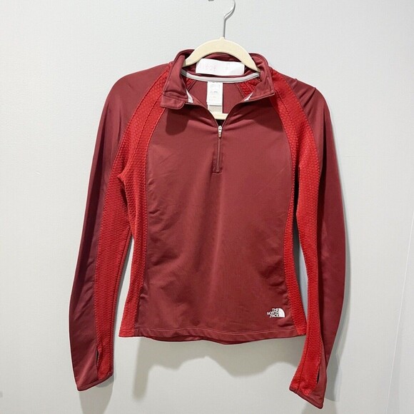 The North Face Womens Medium Red 1/4 Zip Flight Series Lightweight Fleece Jacket - Picture 1 of 15